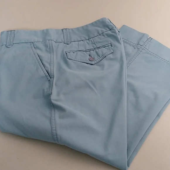 EDDIE BAUER SOFT BRUSHED COTTON, MIDRISE,LITE BLUE, 4 POCKET CROPPED CHINO PANTS - Picture 6 of 7